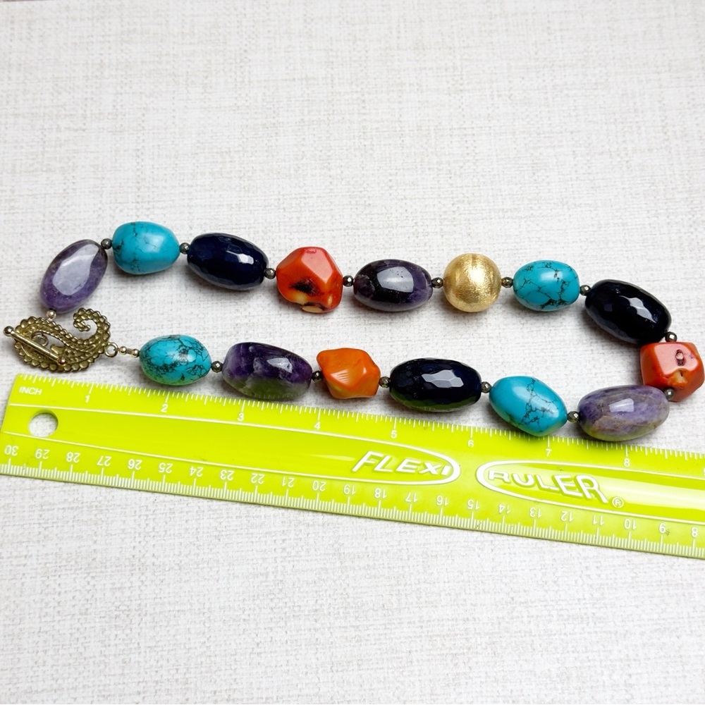 Statement Multi Color Beaded Necklace - Picture 2 of 5